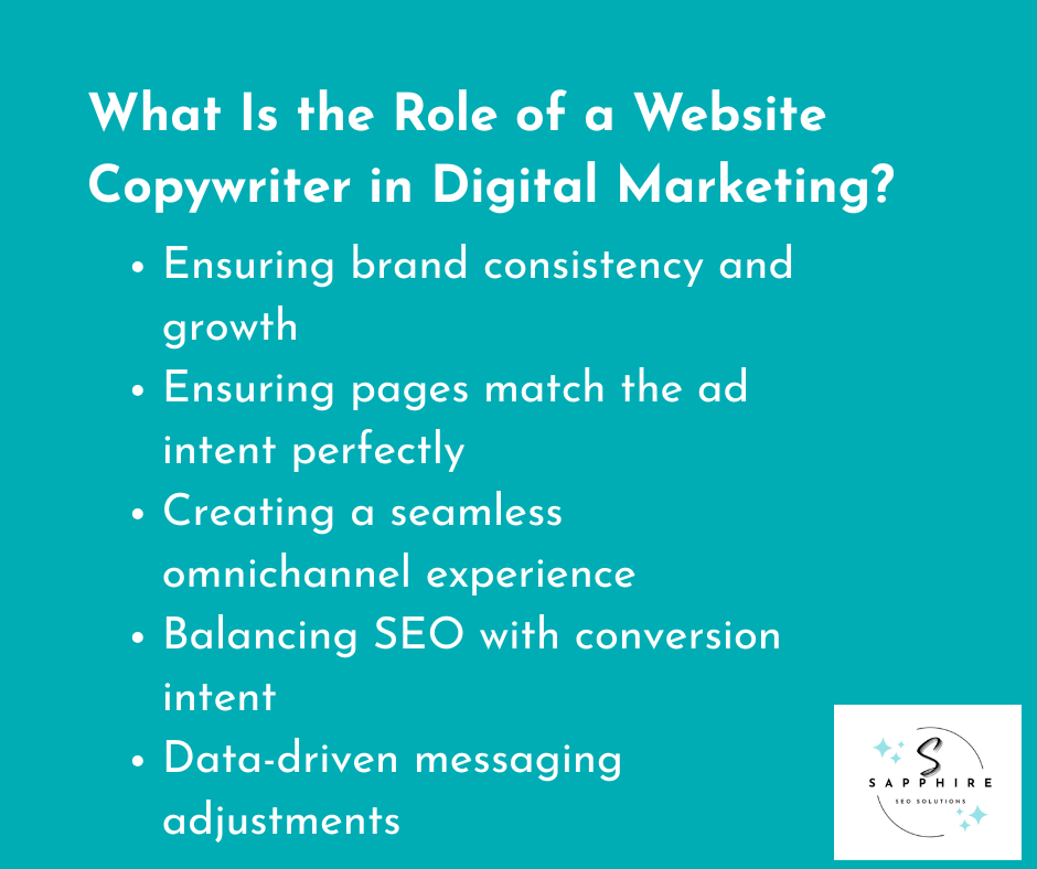 roles of website copywriter explained in bullet points