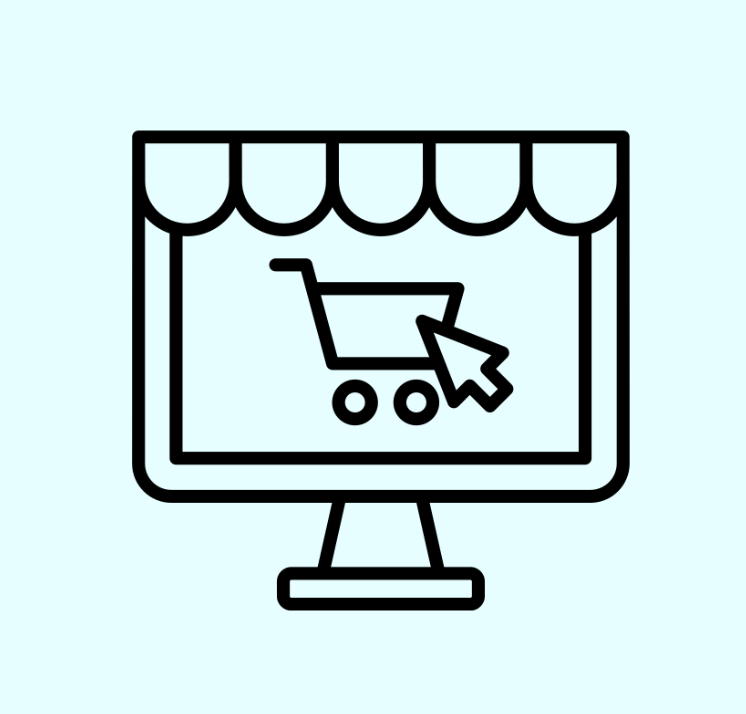 Graphic of a webpage with a shopping cart