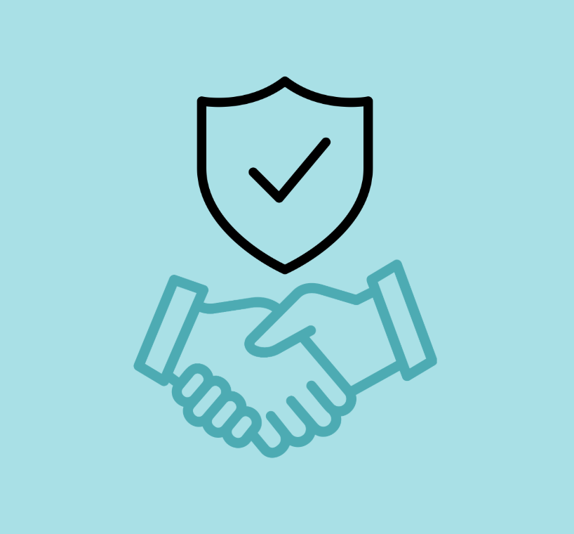 Trust badge and hands shaking