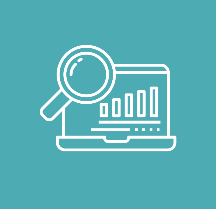 Laptop with a magnifying glass