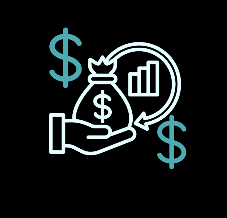 Hand and money with a positive chart