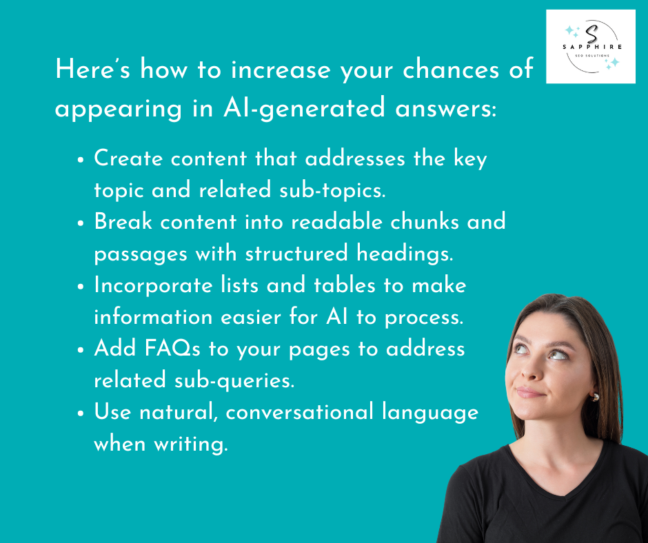 list of tactics to help increase chances of appearing in AI-generated answers