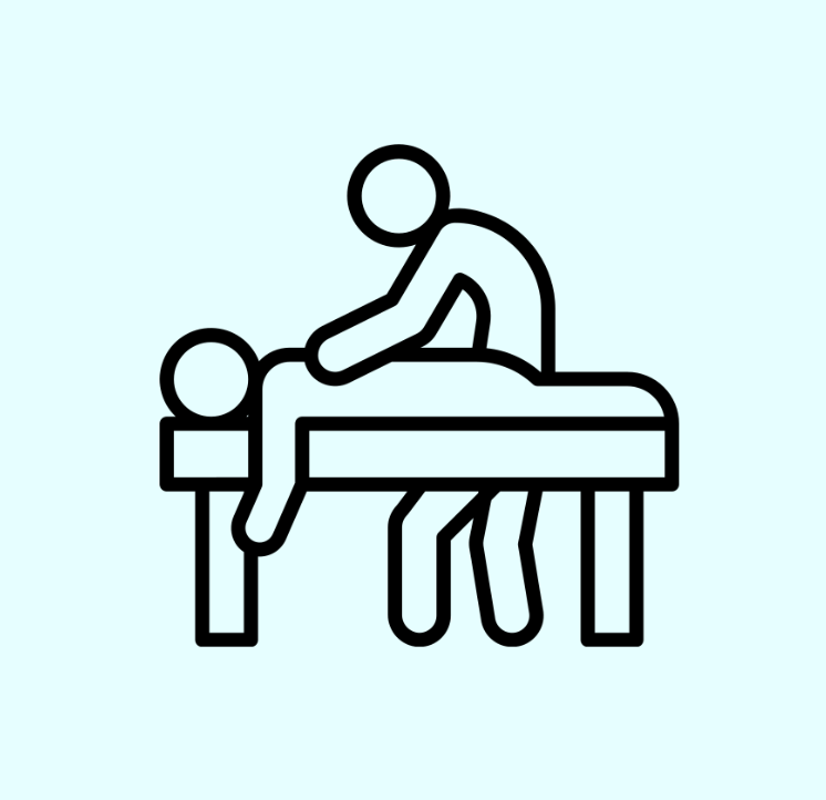 Graphic of a chiropractor figure and client