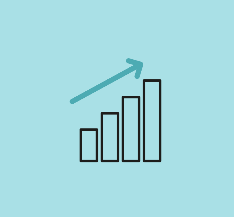 Bar Graph with an arrow growing