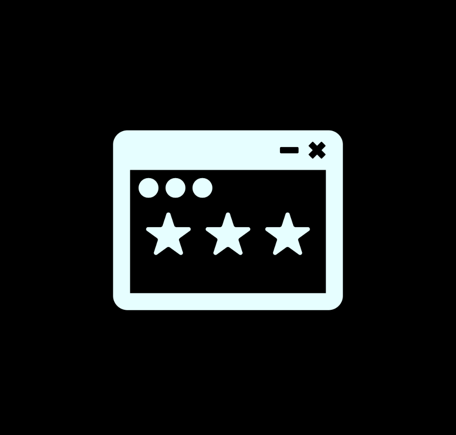 Webpage with three stars