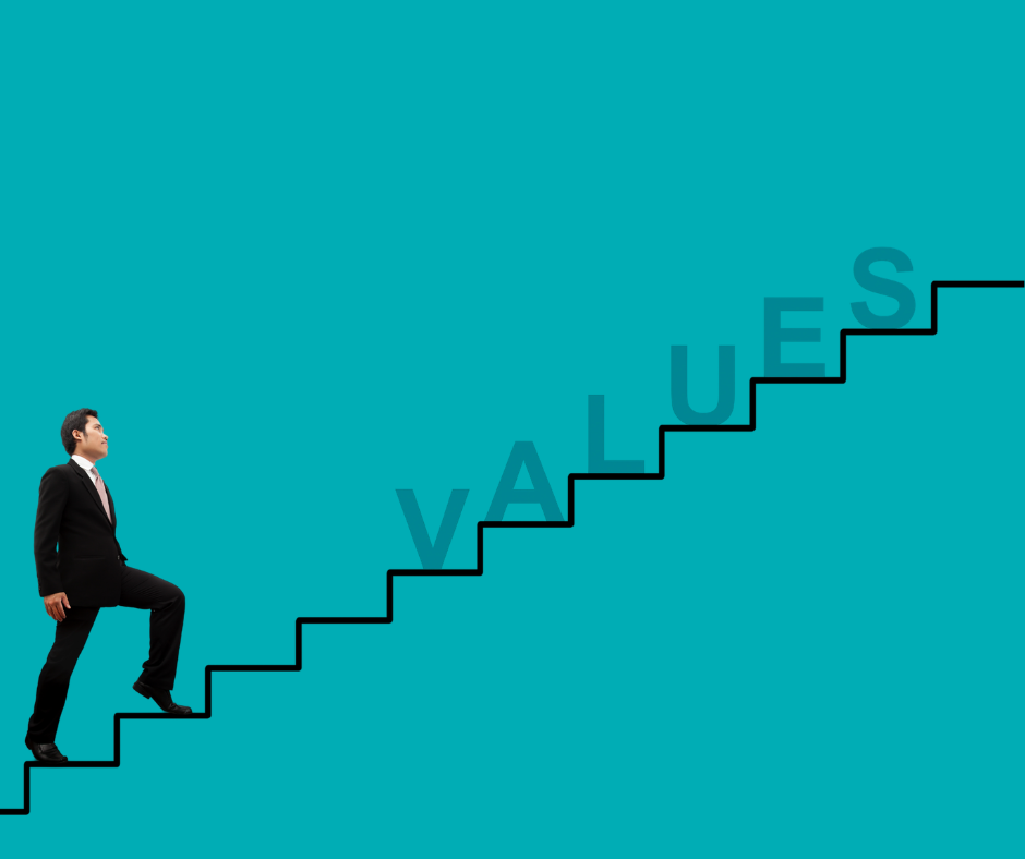 a man climbing stairs showing how blogs provide long-term value