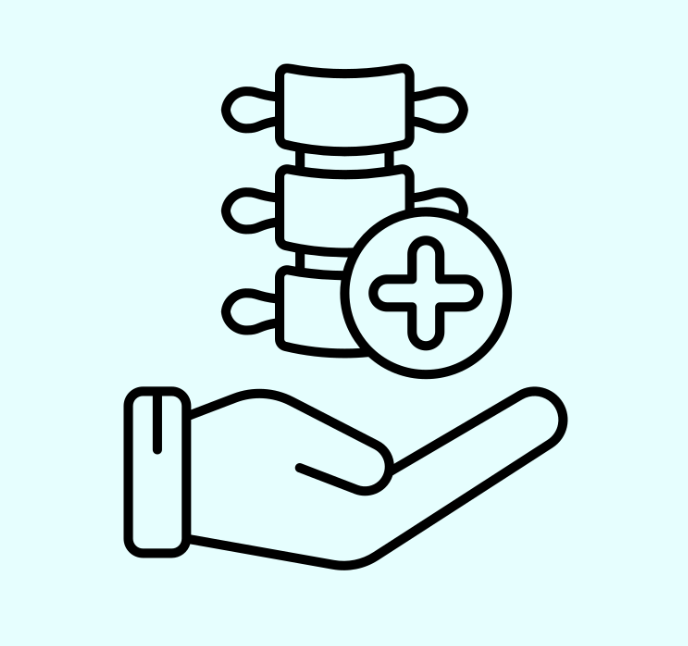 Graphic of a hand with a spine and a cross