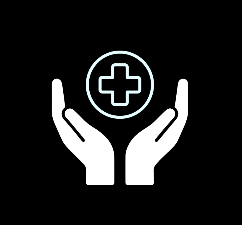 Hands holding a medical cross