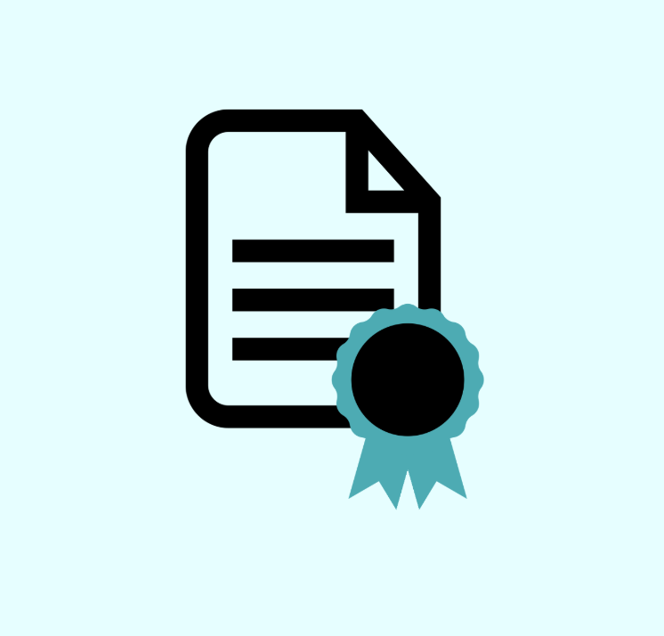 Page with a blue ribbon