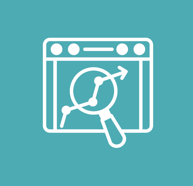 Webpage with a graph and a magnifying glass