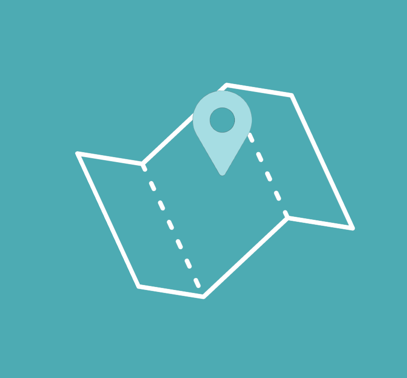 Folded map with a map marker