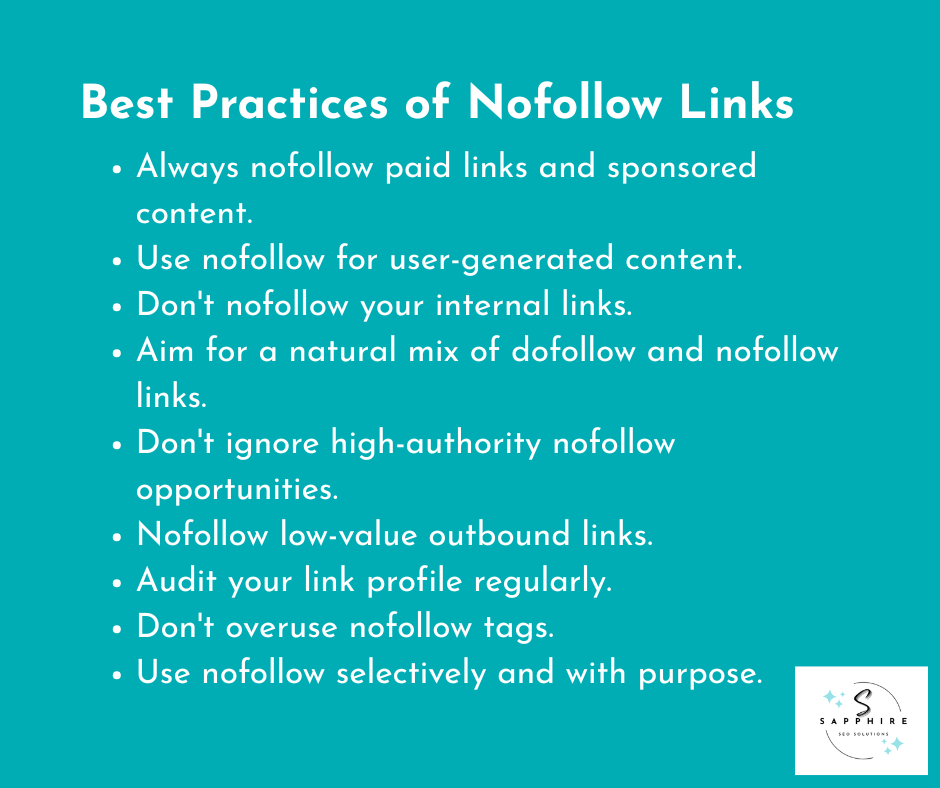 a list of best practices of nofollow links