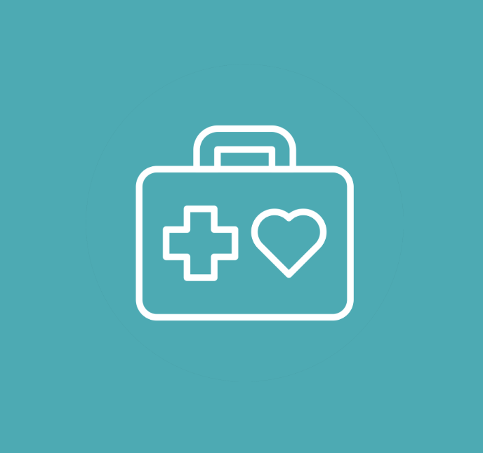Graphic of a medical bag with a heart and a cross