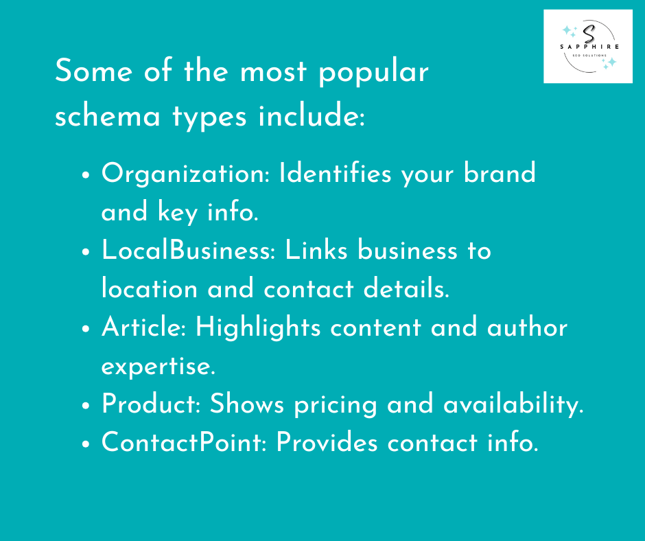 list of popular schema types and what they do