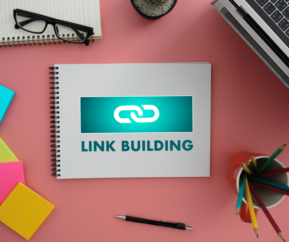 link-building on a notepad suggesting the importance of building quality backlinks for personal injury attorneys