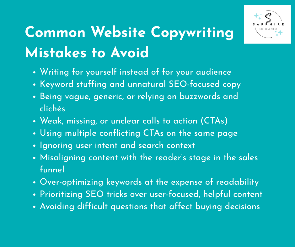 common website copywriting mistakes to avoid explained