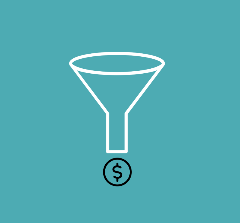 Funnel with money coming out of the bottom