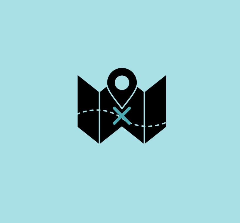 Map with an X