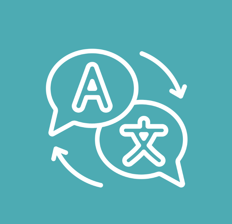 Chat Bubbles with an A and a Character with arrows