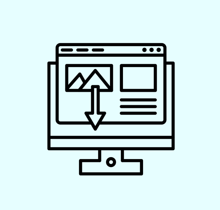 Graphic of a computer screen and a photo and profile