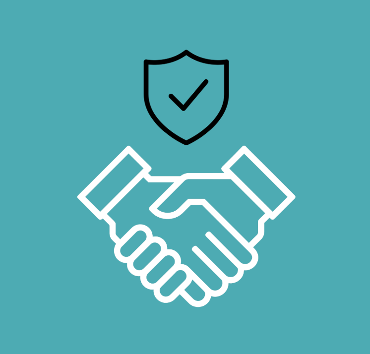 Graphic of two shaking hands and a shield
