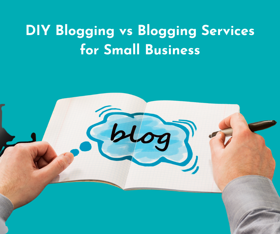 blog icon with the caption: DIY blogging vs blogging services for small business