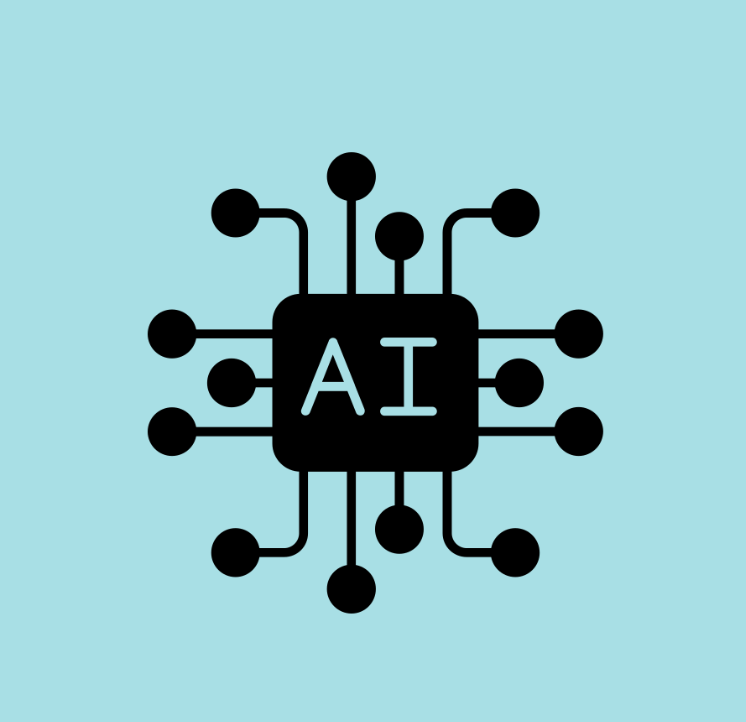 Computer chip with AI in the center