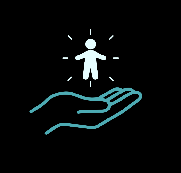 Graphic of a hand holding a figure