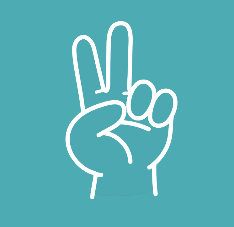 Graphic of a hand holding up two fingers