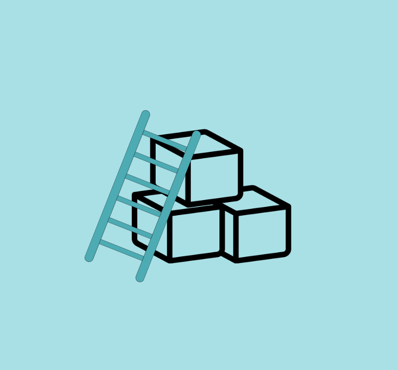 Ladder leaned up against blocks