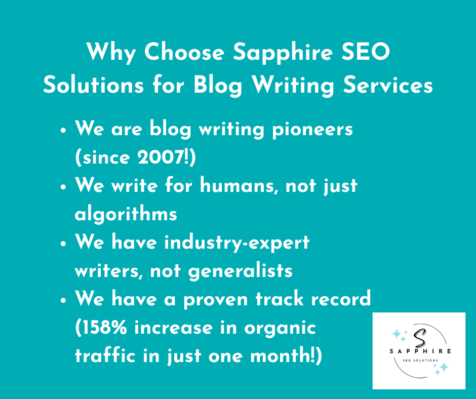 a few reasons why small business owners should choose sapphire SEO Solutions for blog writing services