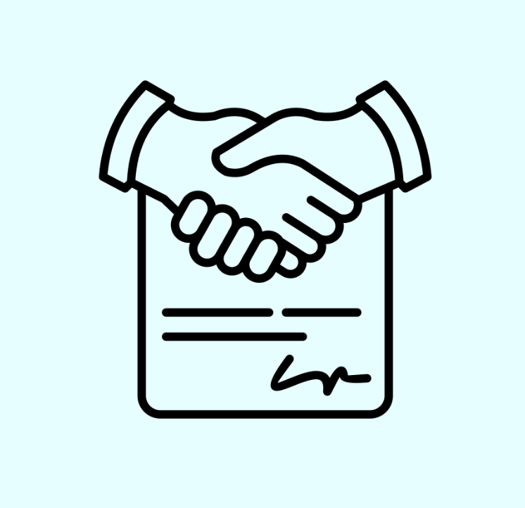 Graphic of a contract and hands shaking