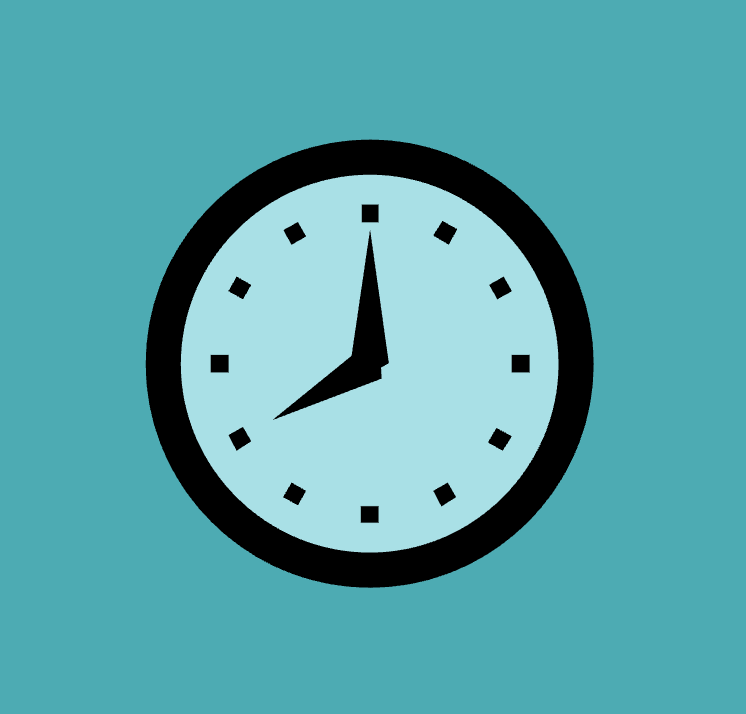 Clock graphic showing 8:00
