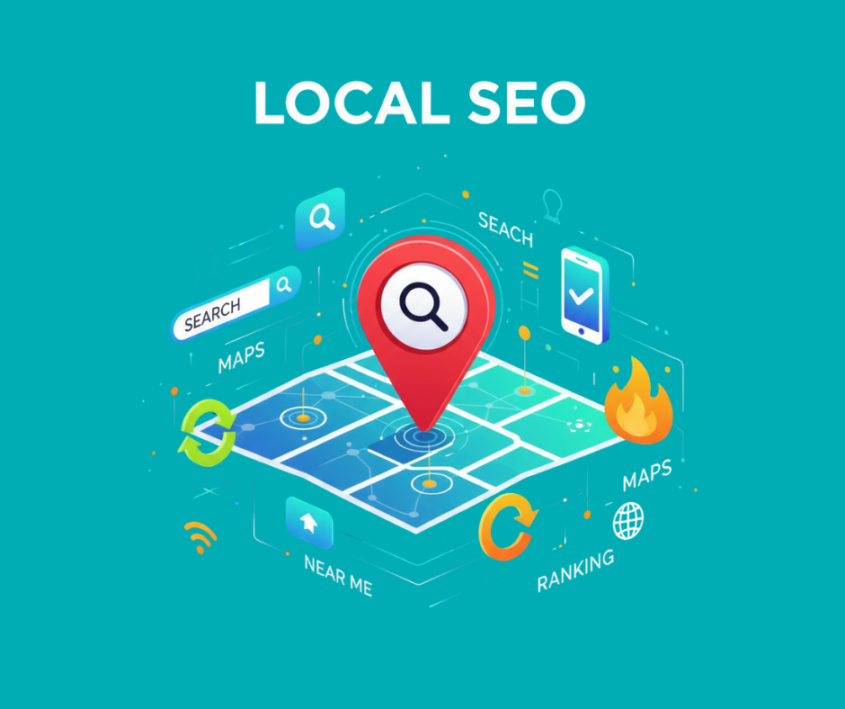 An image that shows different elements of local seo we offer at Sapphire SEO Solutions
