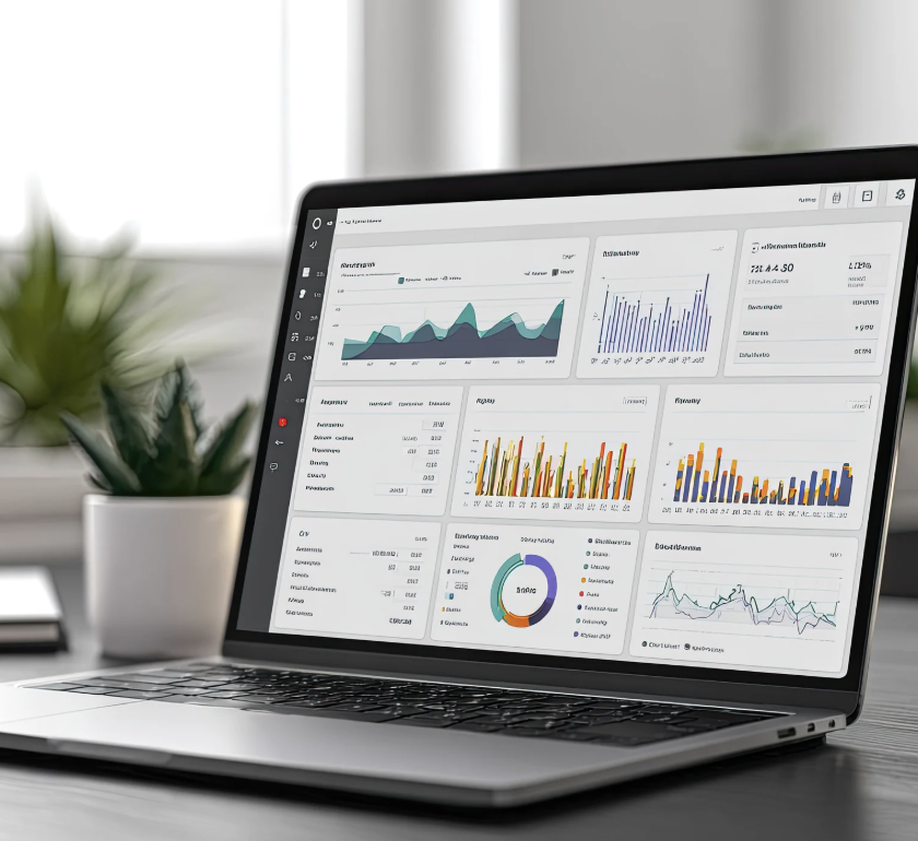 Computer screen showing analytics on the screen