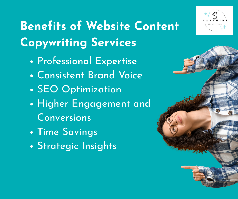 benefits of website content copywriting services listed