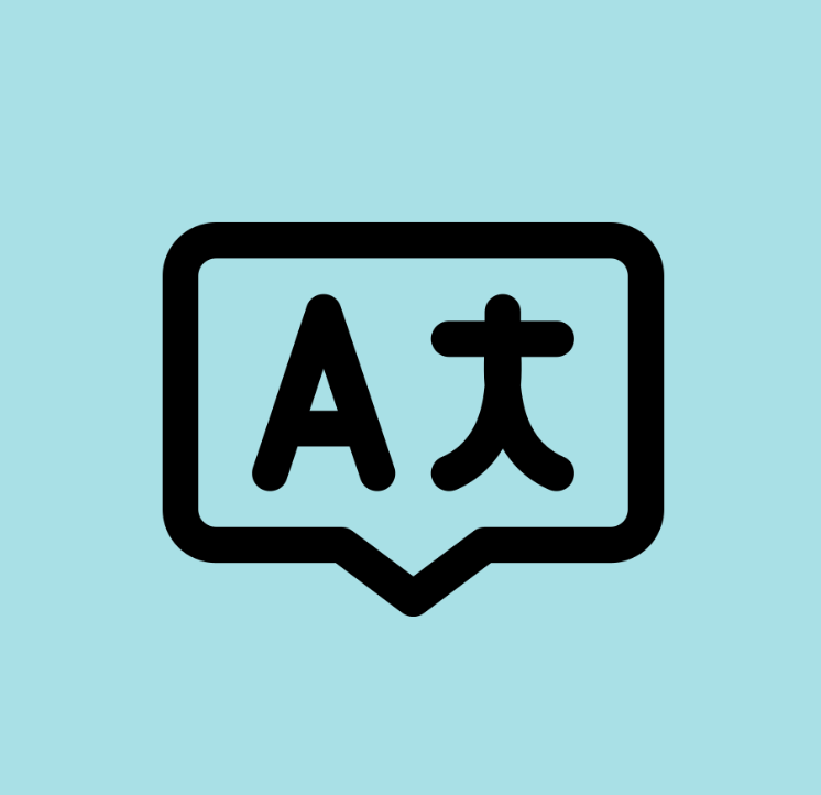 Chat bubble with an "A" and a "T"