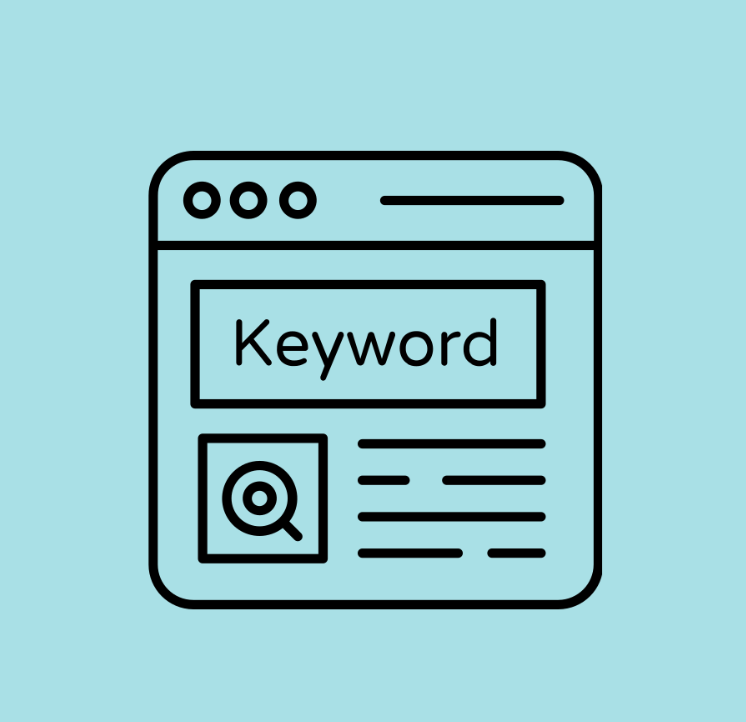 Graphic of a web page with. the word keyword