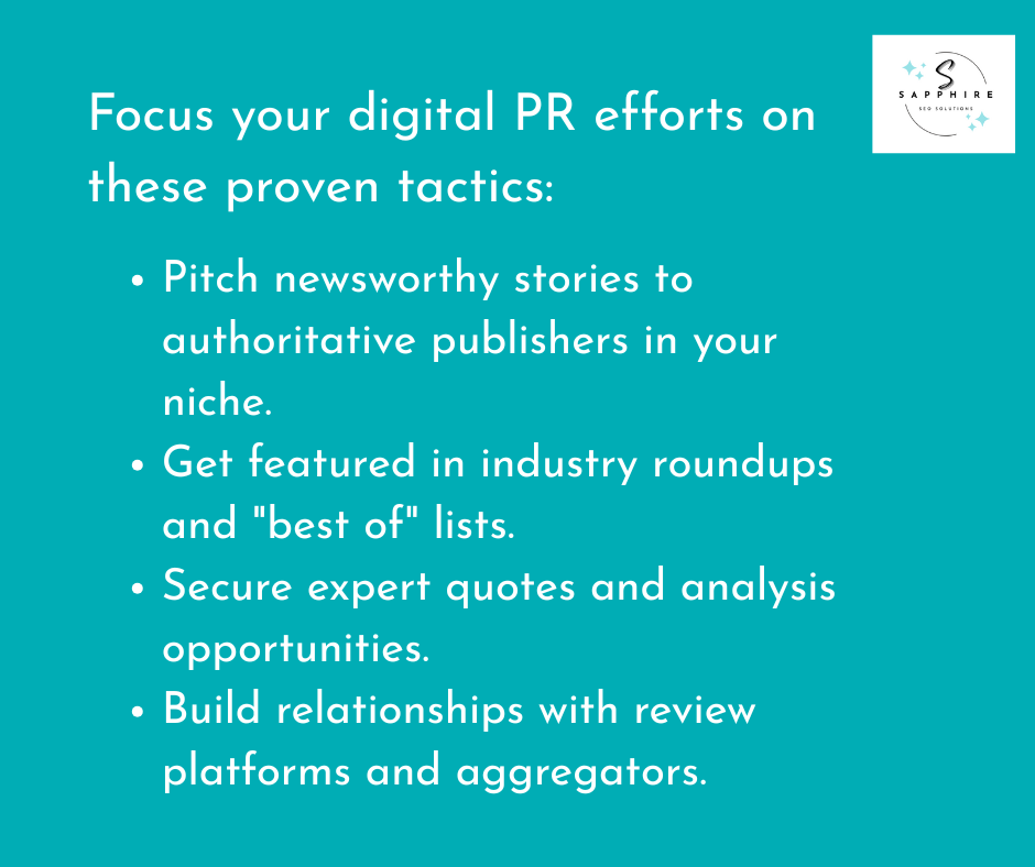 list of tactics to help improve digital PR