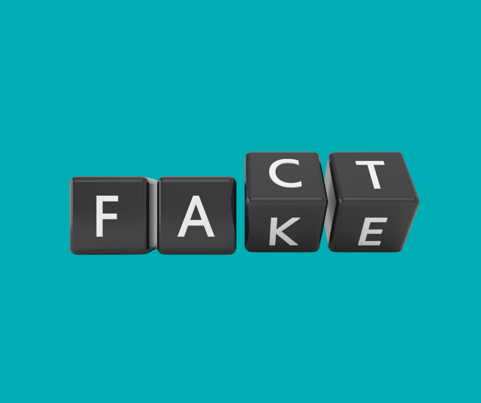 the word fact turned to fake, suggesting importance of fact checking