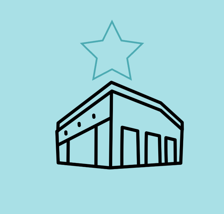 Building with a star above it