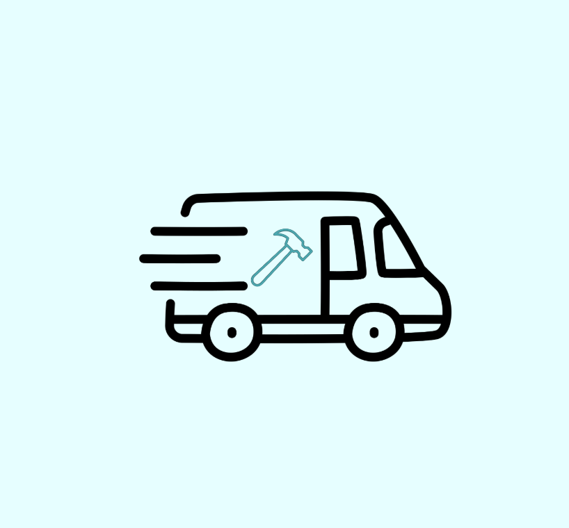 Service van graphic with a hammer on the side