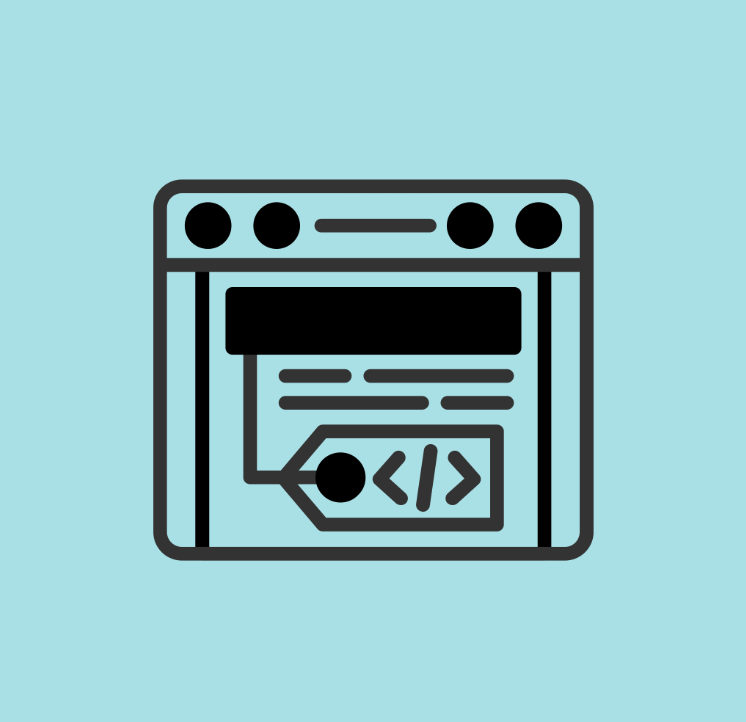 Graphic. ofa web page with title tag brackets