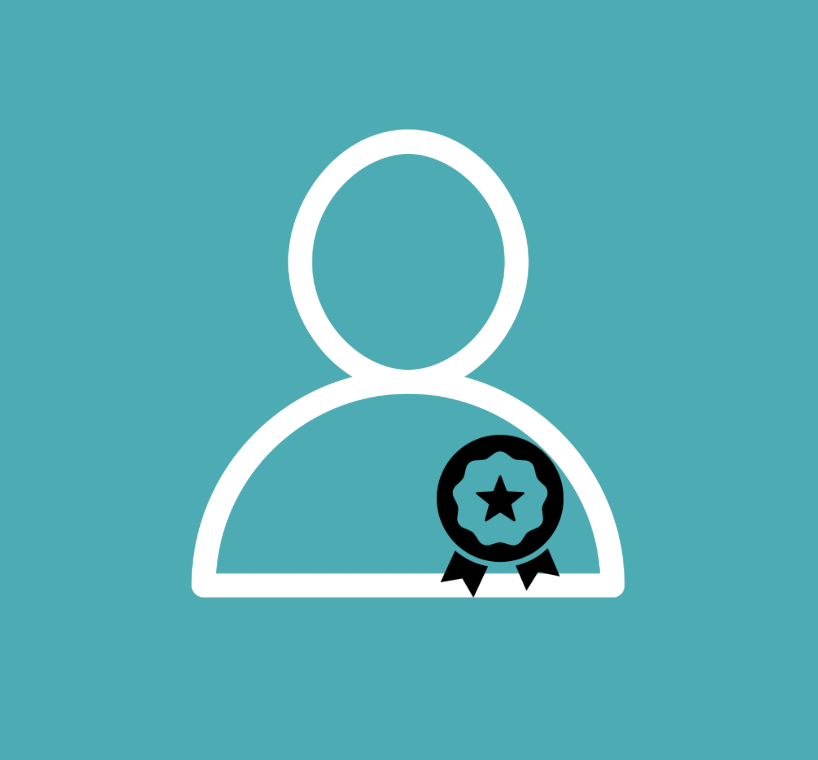 Figure with an authoritative ribbon