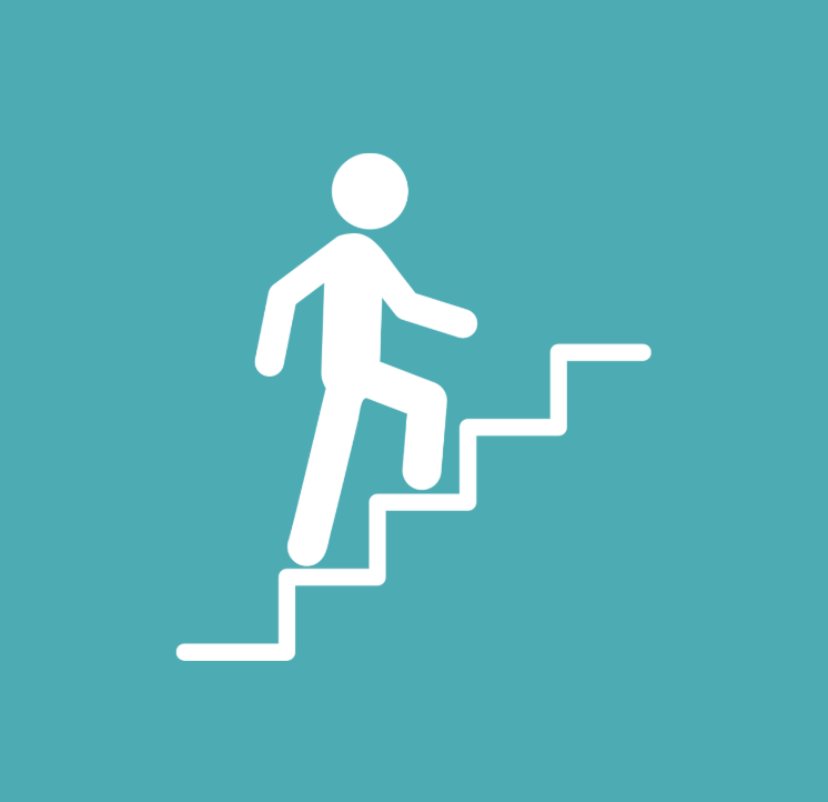 Person walking up the stairs