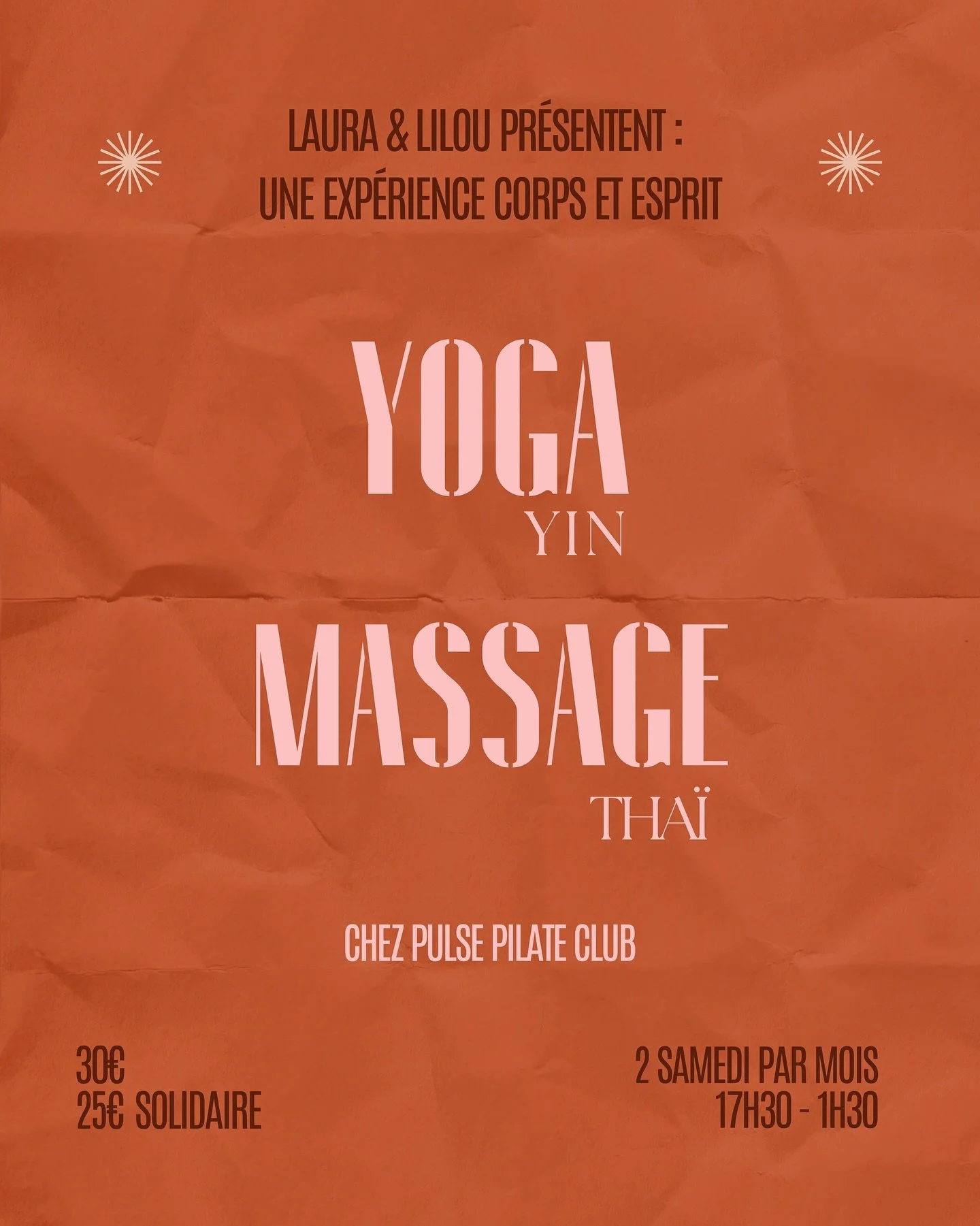 🌞✨EXP&Eacute;RIENCE CORPS &amp; ESPRIT✨🌞

@launomadyoga @soma_massagetherapy vous pr&eacute;sentent la cr&eacute;ation d&rsquo;un moment hors du temps.
Un espace pour ralentir, respirer et ressentir&hellip;

1h30 de Yin Yoga &amp; massage Tha&iuml;