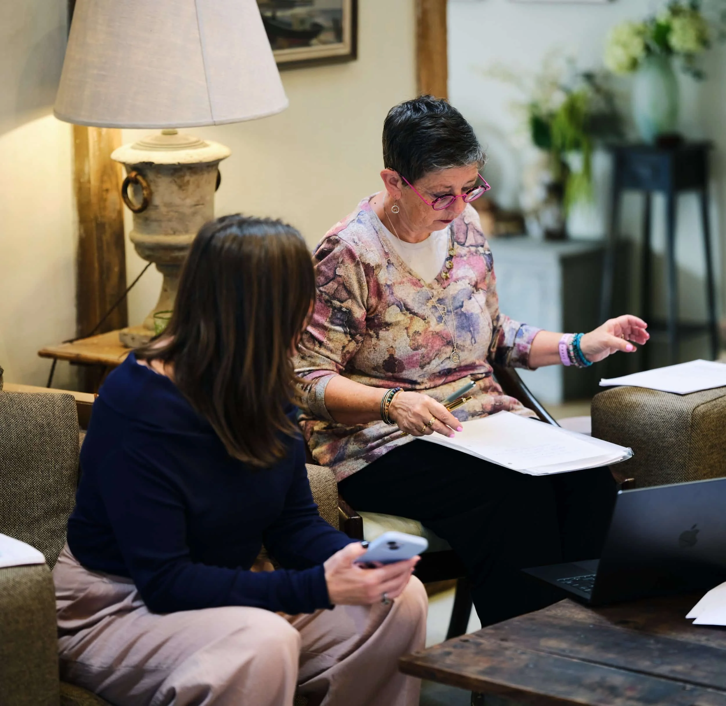 Carol and Christal in discussion