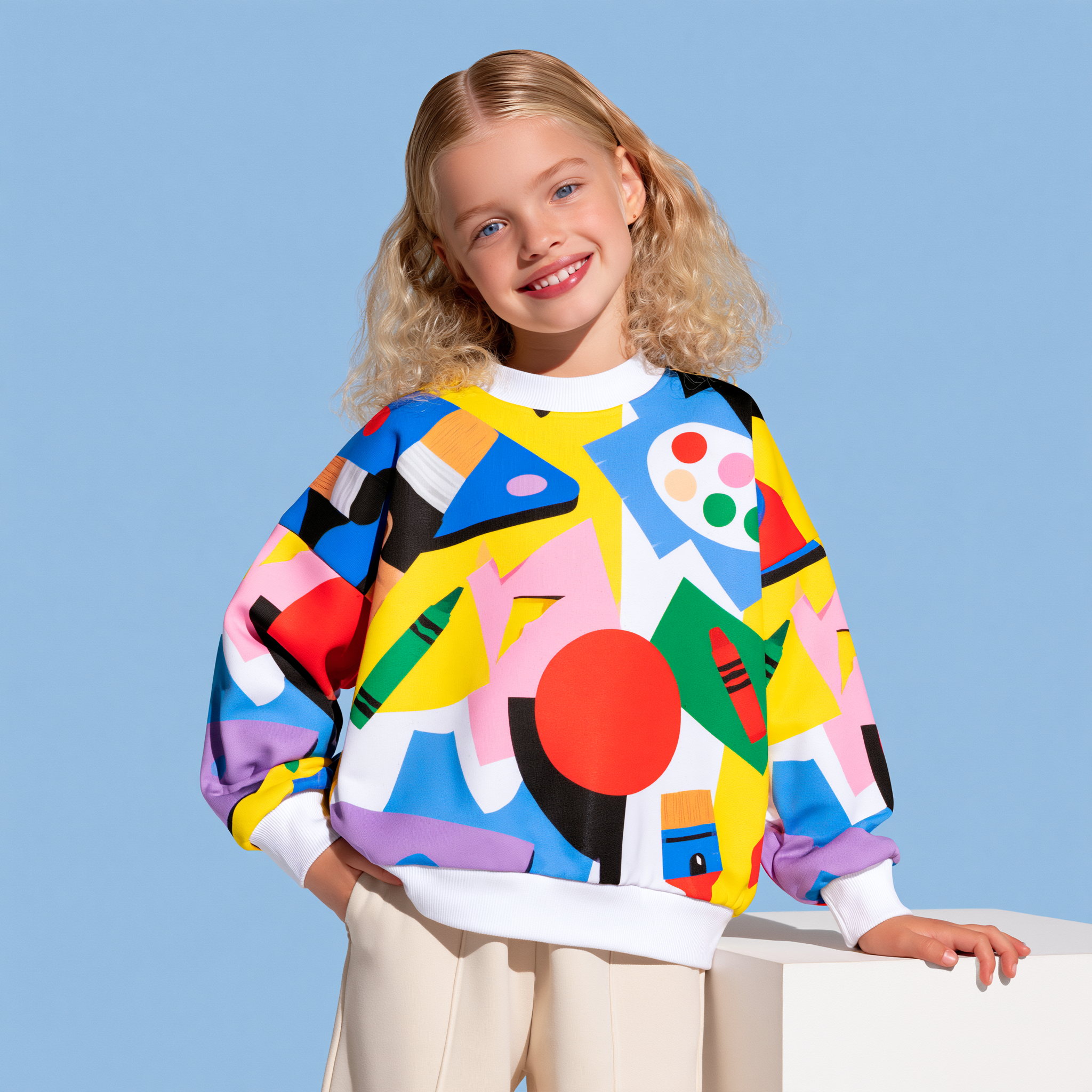 I am the Family Artist - Kids Long Sleeve Pullover Sweater, Soft & Warm