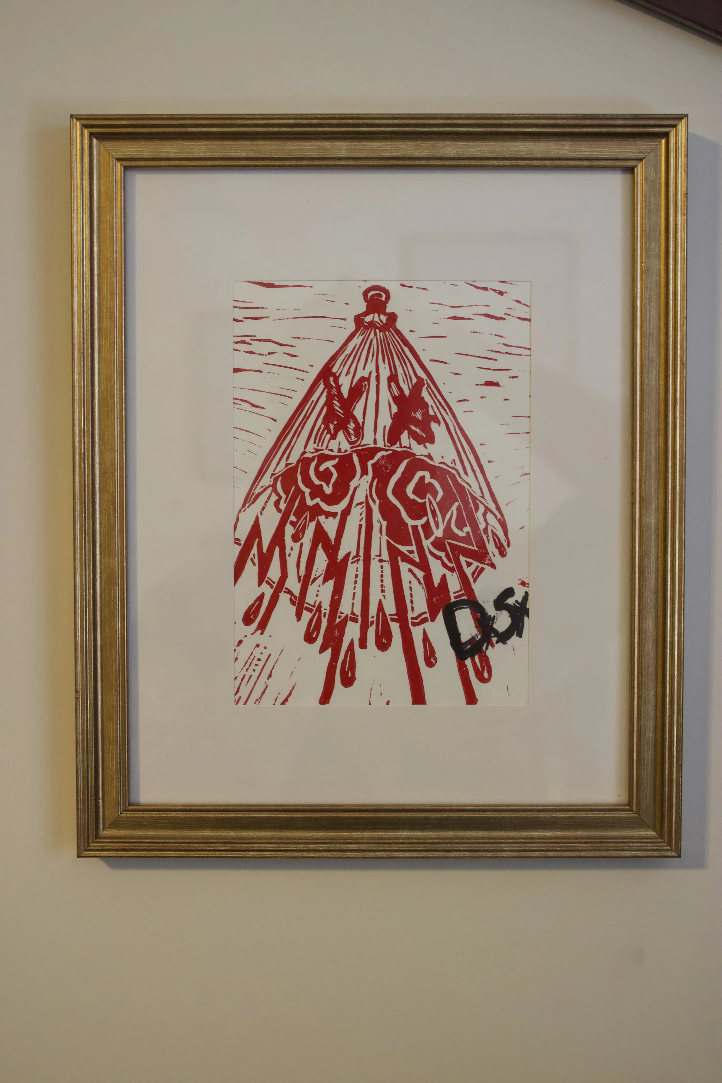 Umbrella Woodblock Print