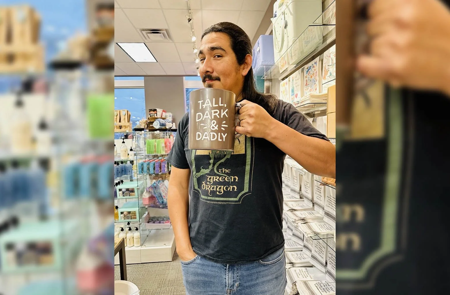 Pedro holding a dad mug photo